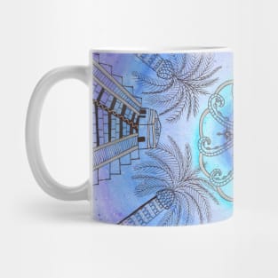 Mayan Ruins Watercolor Mexico Palm Trees Flowers Mandala (Pattern) Mug